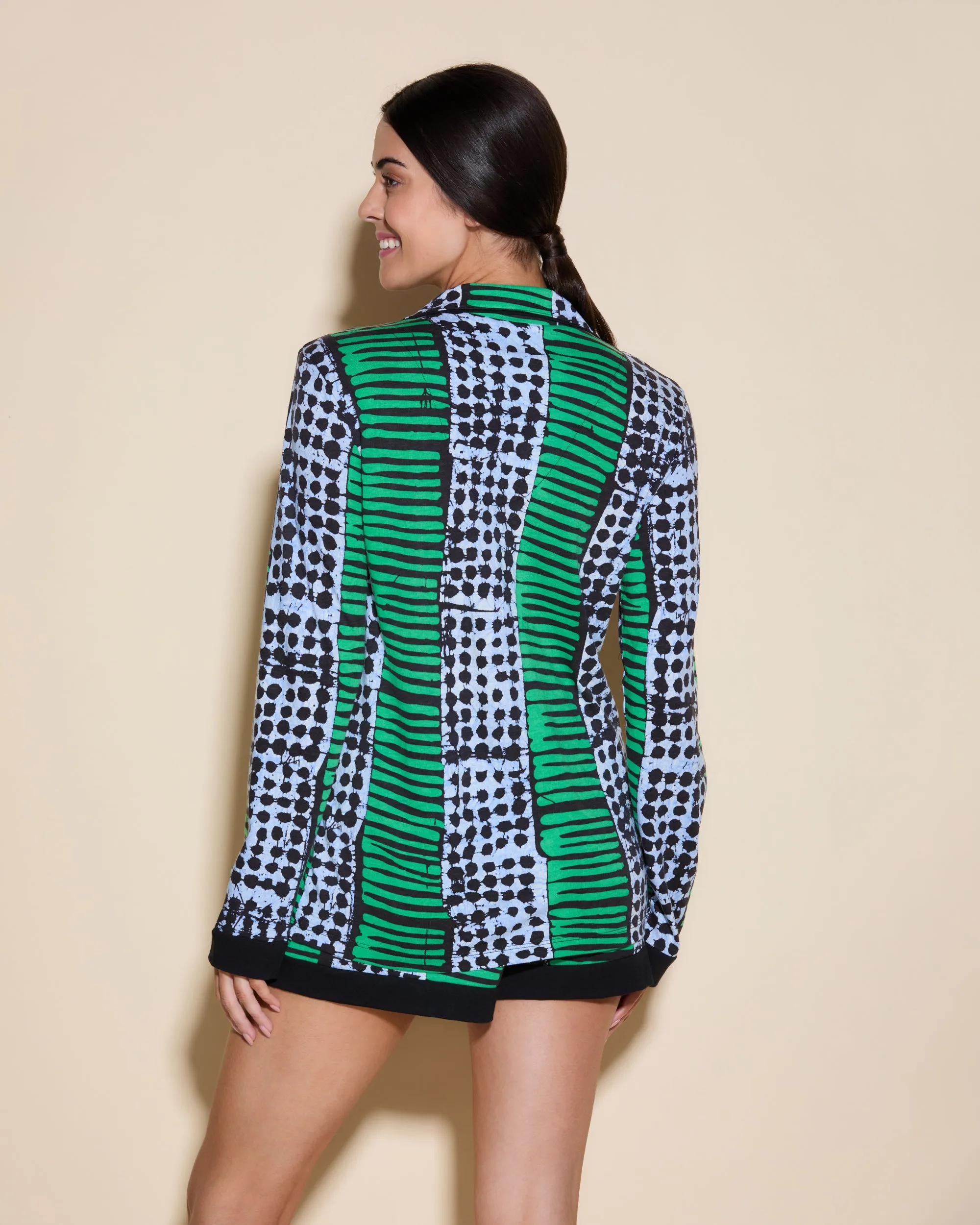 3 Pockets Long Sleeve Top & Boxer Pajama Set