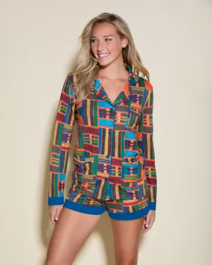 3 Pockets Long Sleeve Top & Boxer Pajama Set