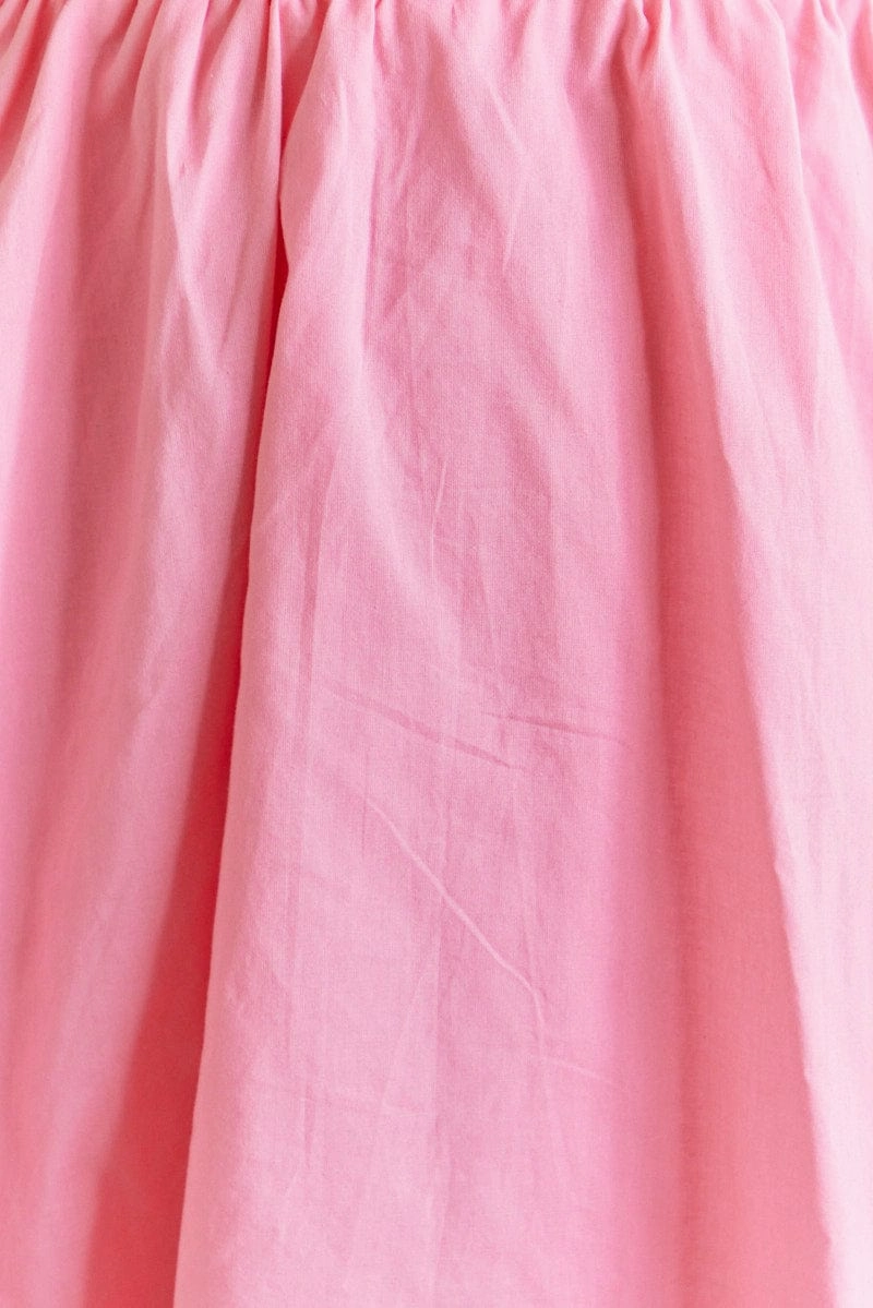 CANDY PINK Fit And Flare Dress Sleeveless Deep V Frill Mini