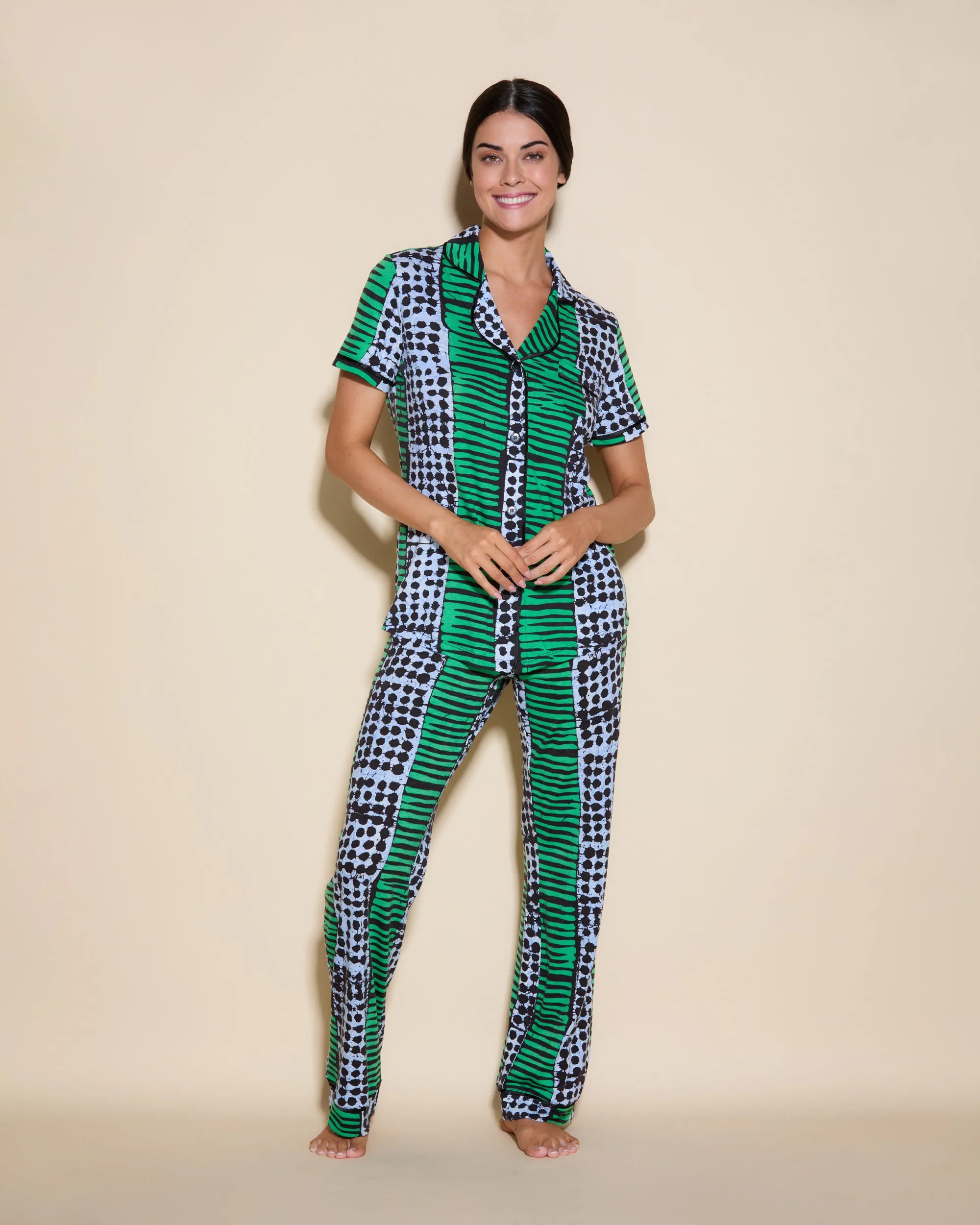 Conjunto De Pijama Con Camisa De Manga Corta Y Pantalones