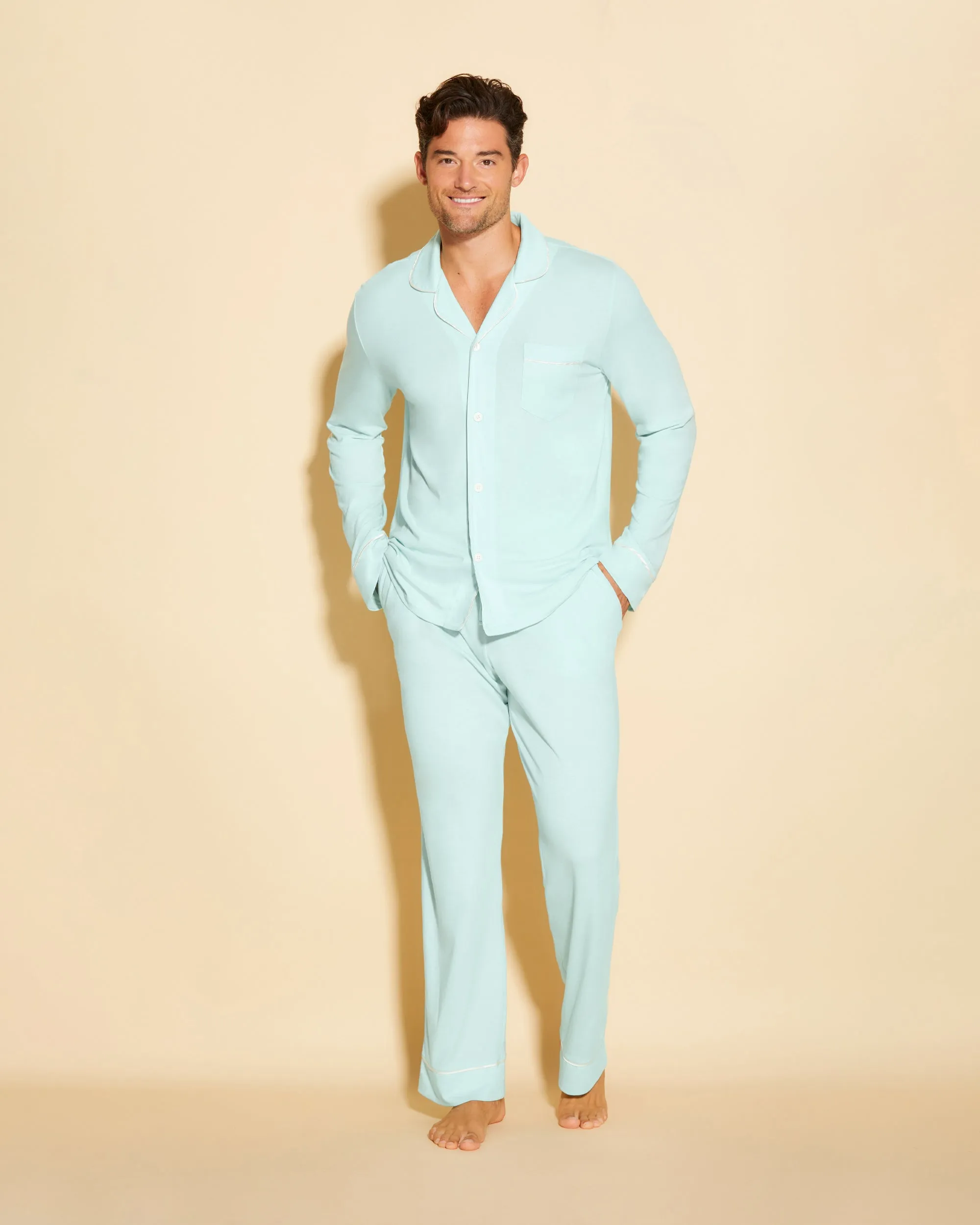 Ensemble De Pyjama Classique À Manches Longues Et Pantalon Pour Hommes