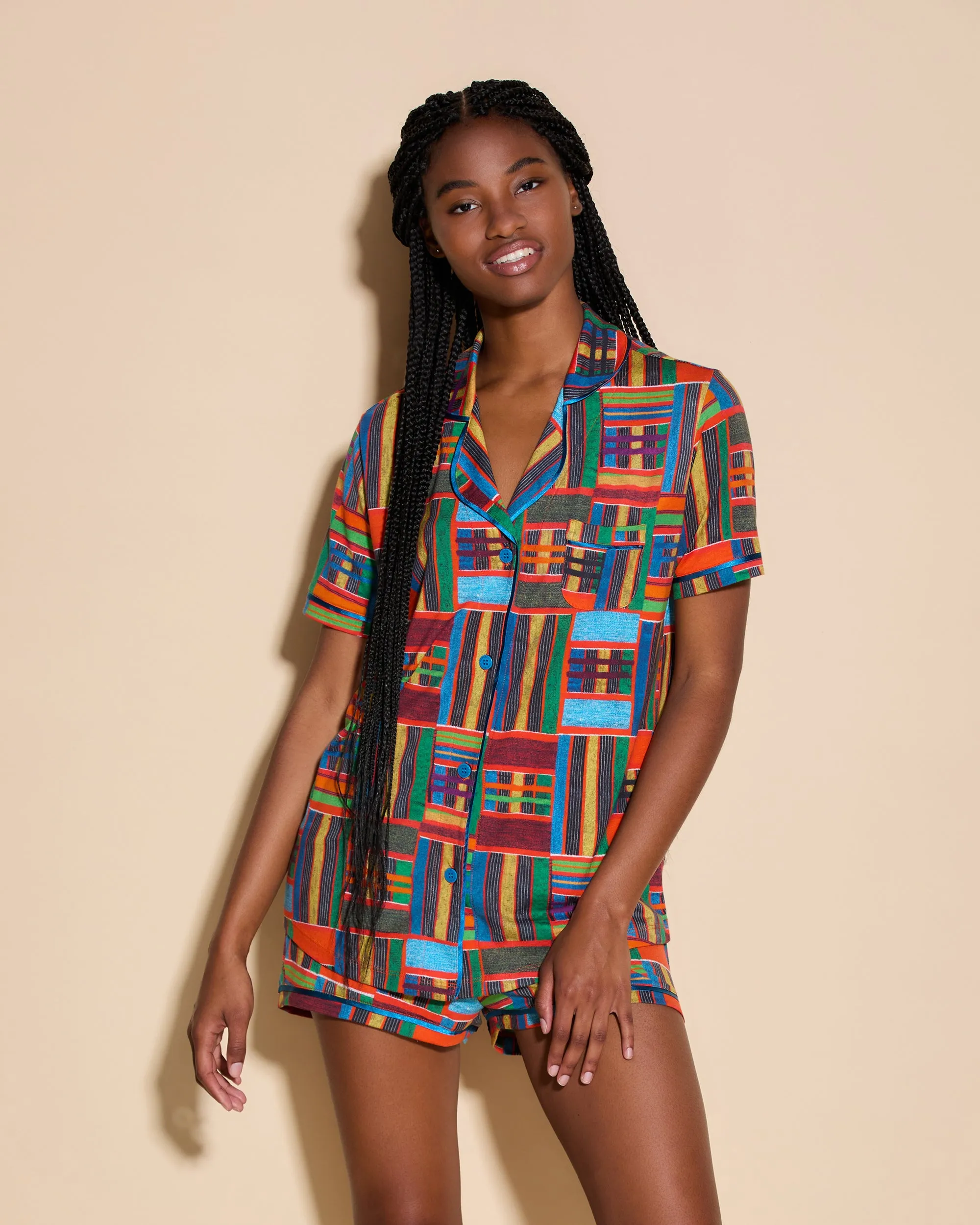 Kurzärmeliges Top & Boxer Pyjama-Set