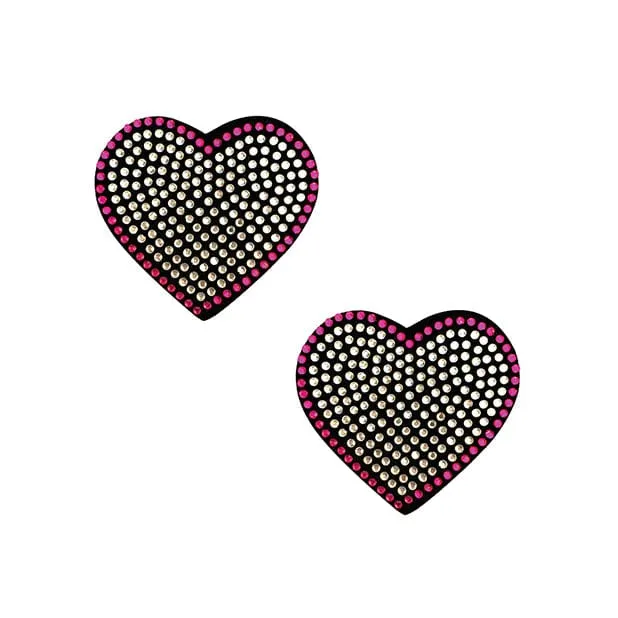 Neva Nude - Burlesque Heart N Soul Crystal Heart Pasties Nipple Covers O/S (Pink/Clear)