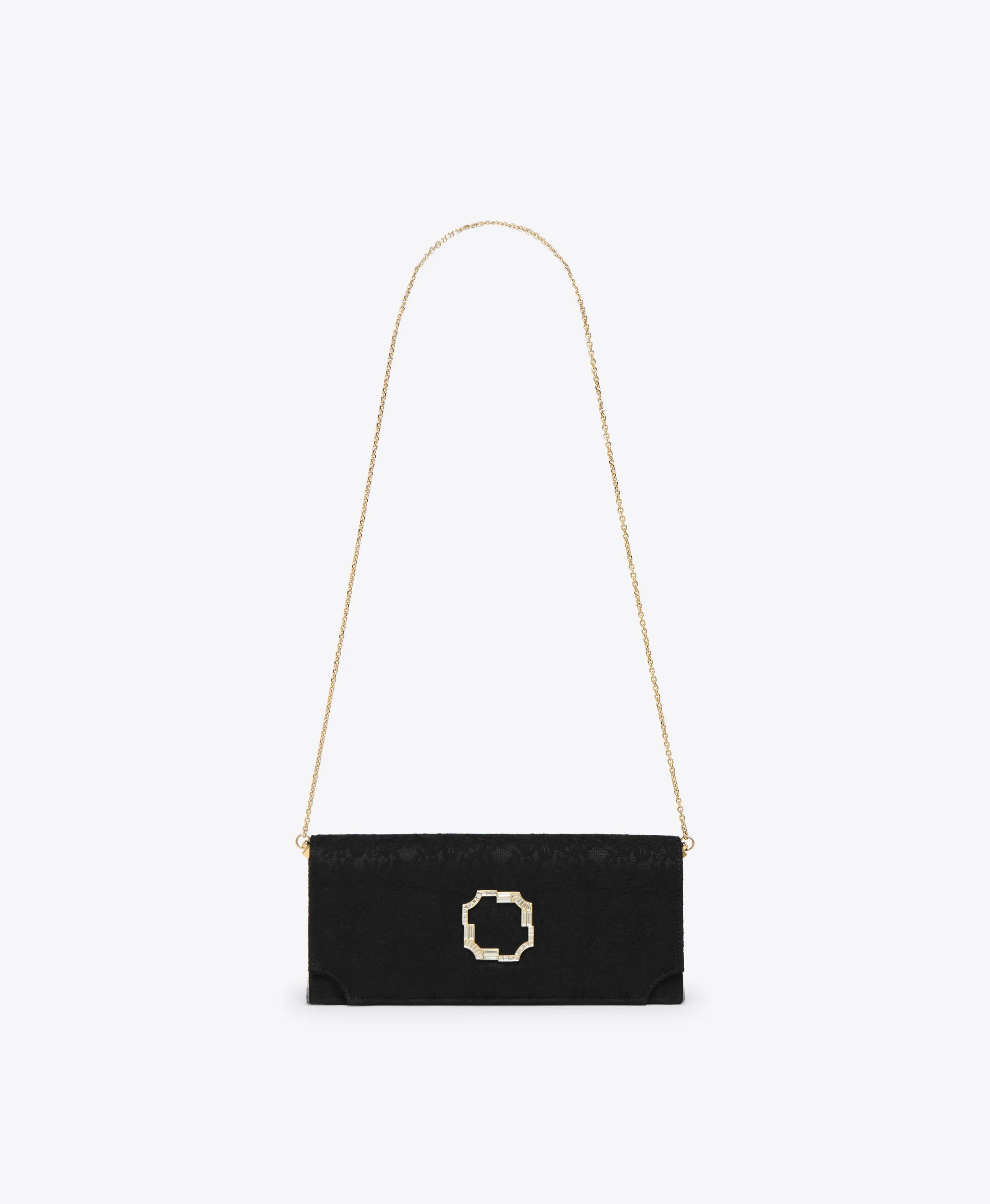 Vivien Black Lace Satin  Clutch Bag