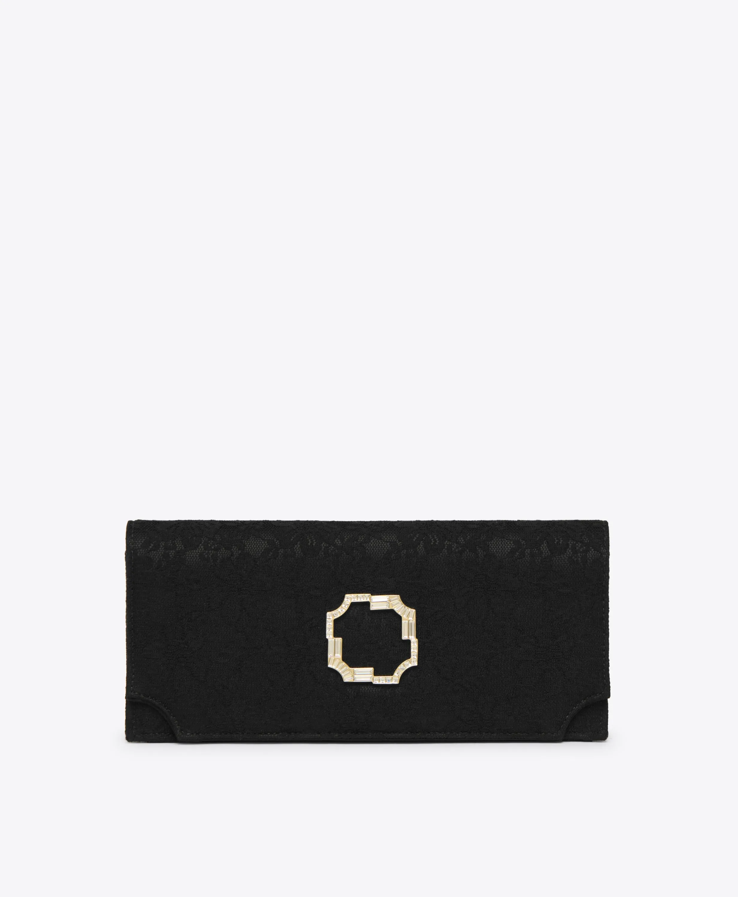 Vivien Black Lace Satin  Clutch Bag