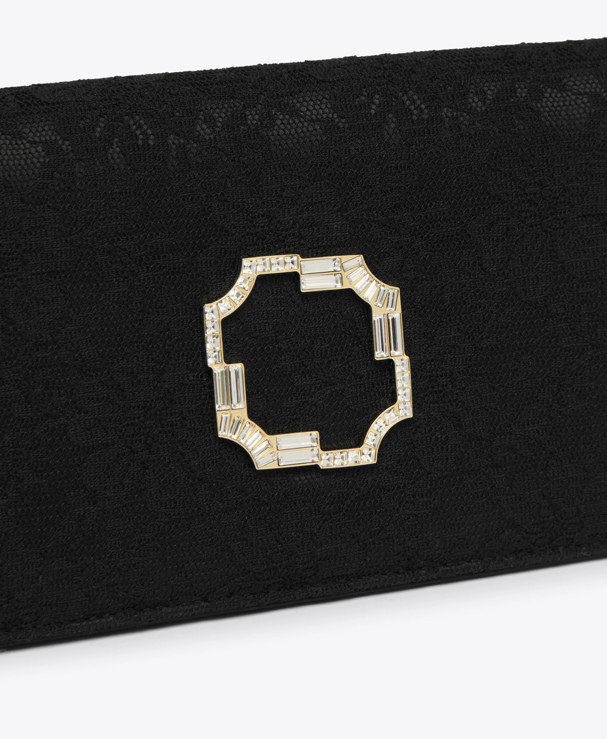 Vivien Black Lace Satin  Clutch Bag