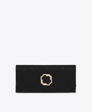 Vivien Black Lace Satin  Clutch Bag